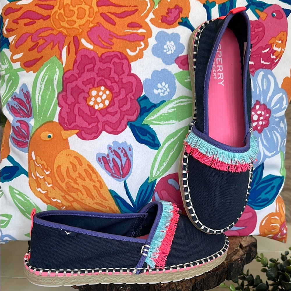 🌺🦩Sperry Blue and Pink Espadrille Flats with Tassel Fringe•Size 13.5(girl)🦩🌺 - Picture 16 of 16